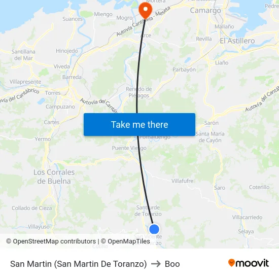 San Martin (San Martin De Toranzo) to Boo map