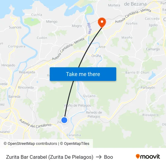 Zurita Bar Carabel (Zurita De Pielagos) to Boo map