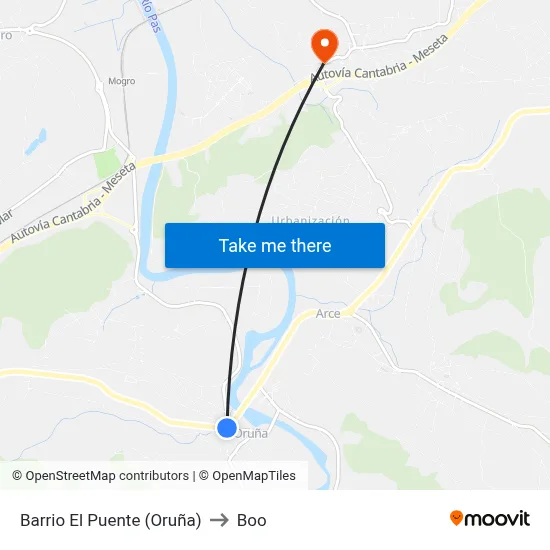 Barrio El Puente (Oruña) to Boo map
