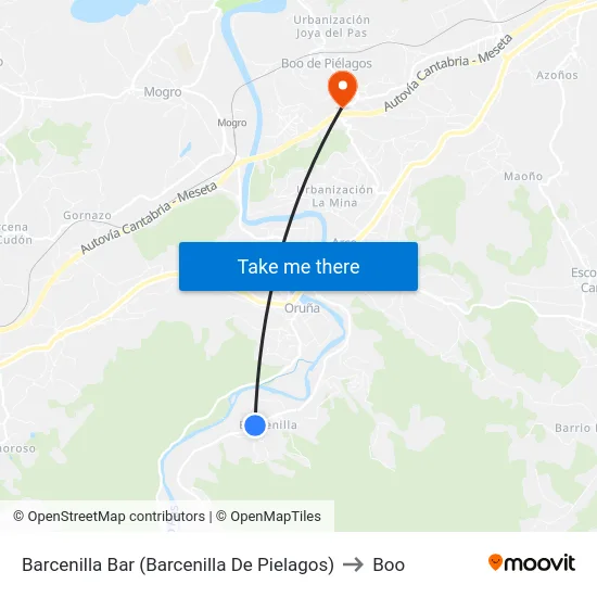 Barcenilla Bar (Barcenilla De Pielagos) to Boo map