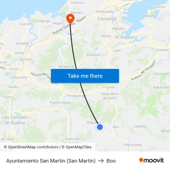 Ayuntamiento San Martin (San Martin) to Boo map