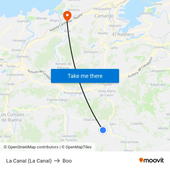 La Canal (La Canal) to Boo map