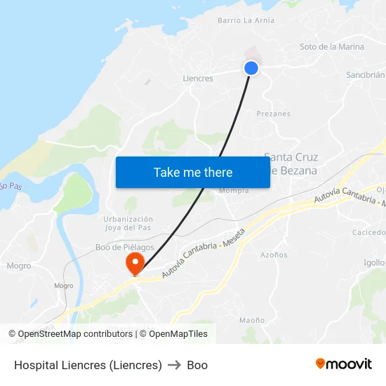 Hospital Liencres (Liencres) to Boo map