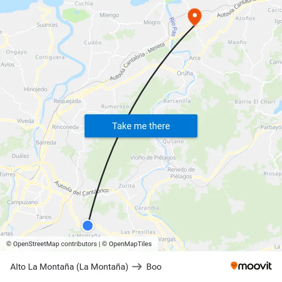 Alto La Montaña (La Montaña) to Boo map