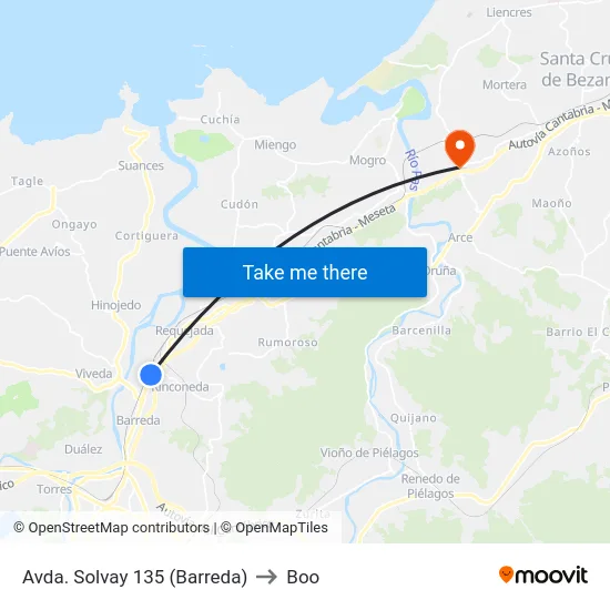 Avda. Solvay 135 (Barreda) to Boo map
