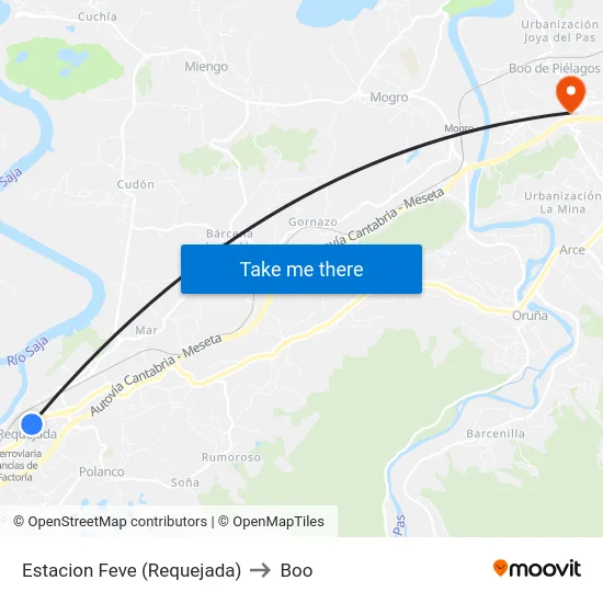 Estacion Feve (Requejada) to Boo map