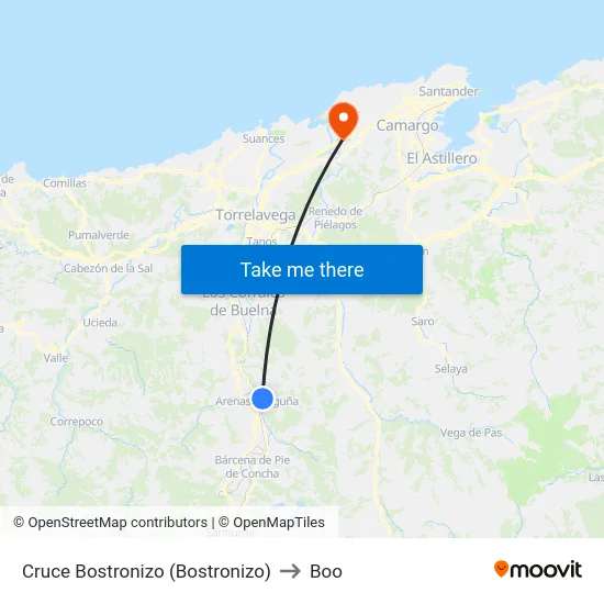 Cruce Bostronizo (Bostronizo) to Boo map
