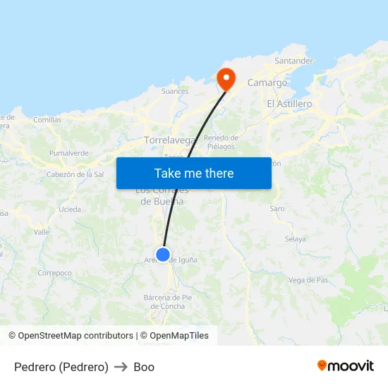 Pedrero (Pedrero) to Boo map