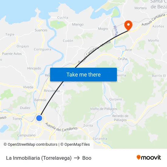 La Inmobiliaria (Torrelavega) to Boo map