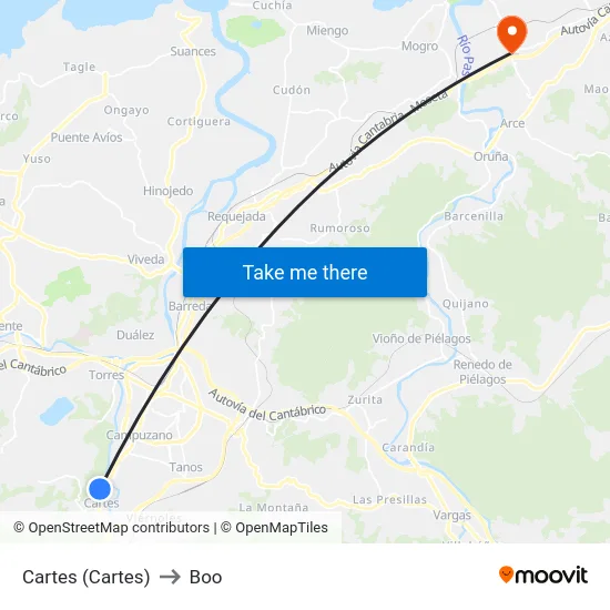 Cartes (Cartes) to Boo map