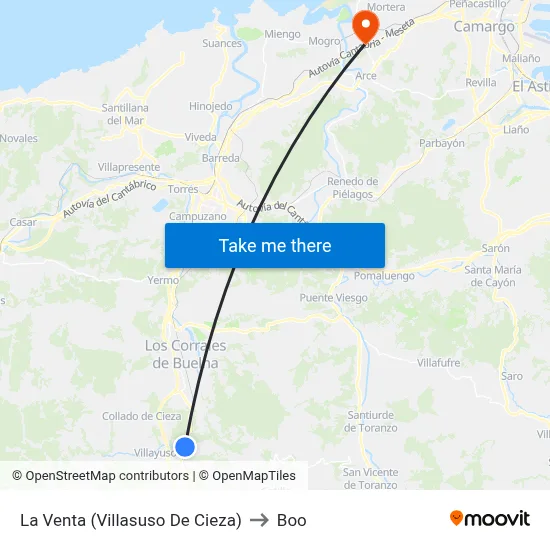 La Venta (Villasuso De Cieza) to Boo map