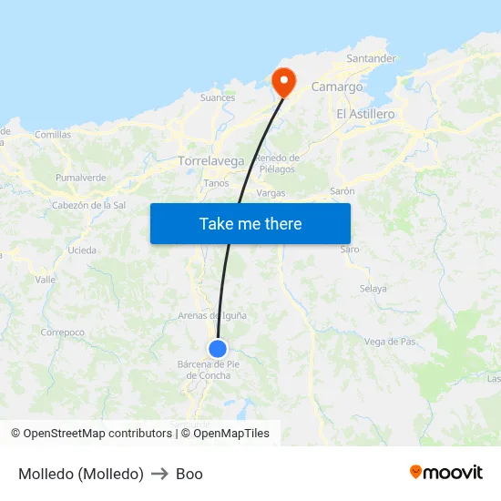 Molledo (Molledo) to Boo map