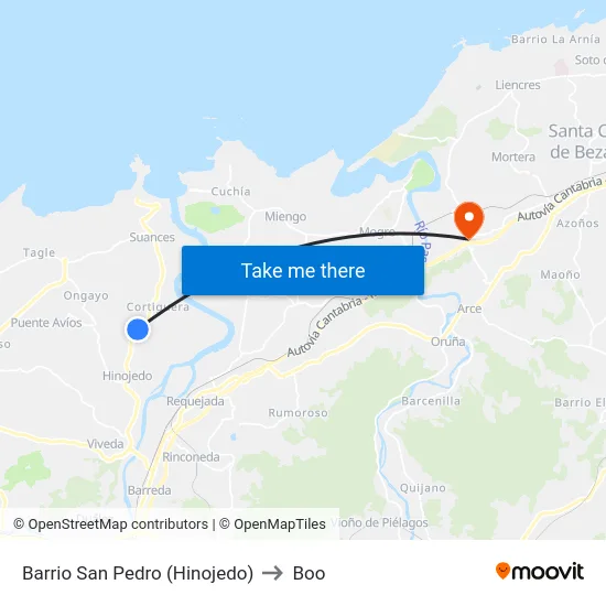 Barrio San Pedro (Hinojedo) to Boo map