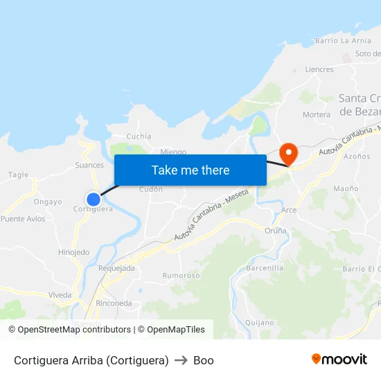Cortiguera Arriba (Cortiguera) to Boo map