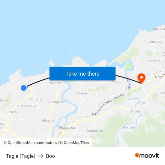 Tagle (Tagle) to Boo map