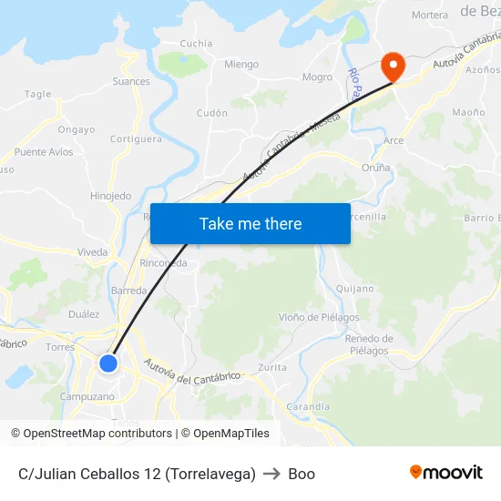 C/Julian Ceballos 12 (Torrelavega) to Boo map