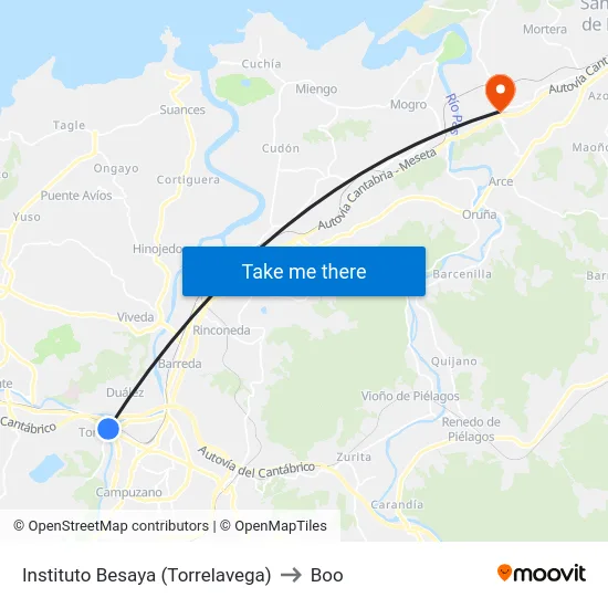Instituto Besaya (Torrelavega) to Boo map