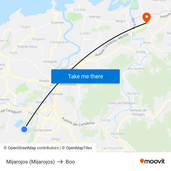 Mijarojos (Mijarojos) to Boo map