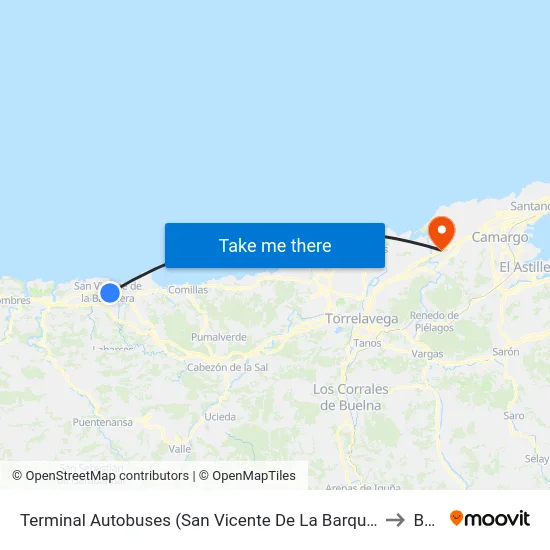 Terminal Autobuses (San Vicente De La Barquera) to Boo map