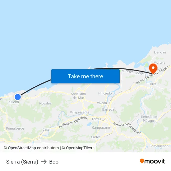 Sierra (Sierra) to Boo map