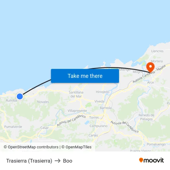 Trasierra (Trasierra) to Boo map