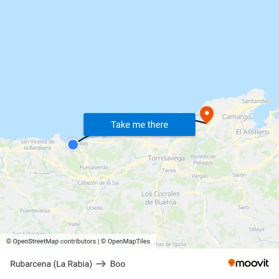 Rubarcena (La Rabia) to Boo map