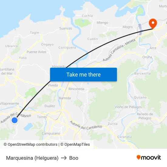 Marquesina (Helguera) to Boo map