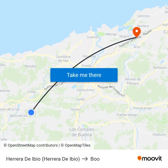 Herrera De Ibio (Herrera De Ibio) to Boo map