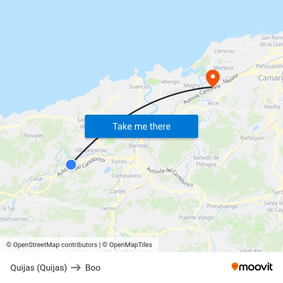 Quijas (Quijas) to Boo map