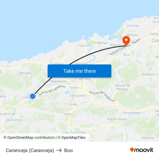 Caranceja (Caranceja) to Boo map