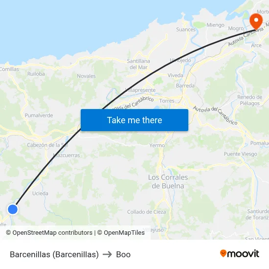 Barcenillas (Barcenillas) to Boo map