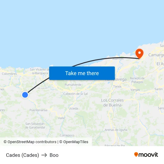 Cades (Cades) to Boo map