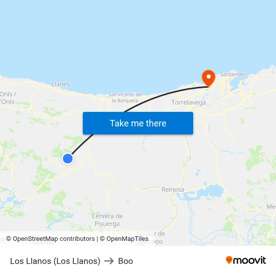 Los Llanos (Los Llanos) to Boo map