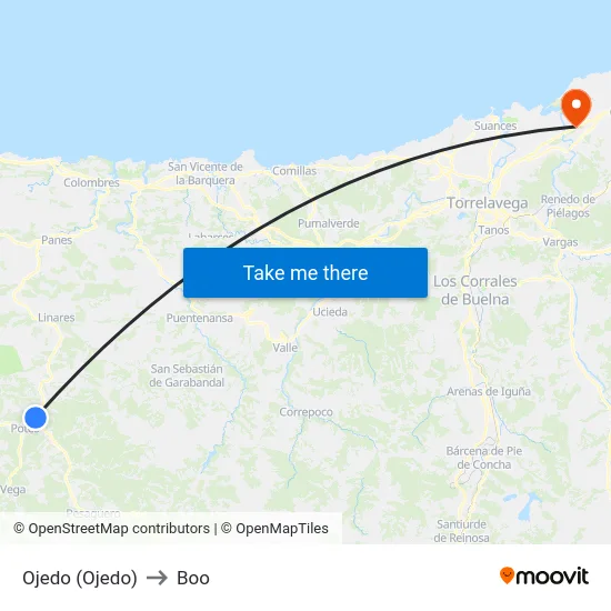 Ojedo (Ojedo) to Boo map