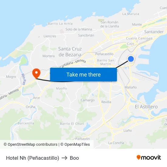 Hotel Nh (Peñacastillo) to Boo map