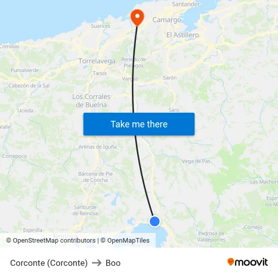 Corconte (Corconte) to Boo map