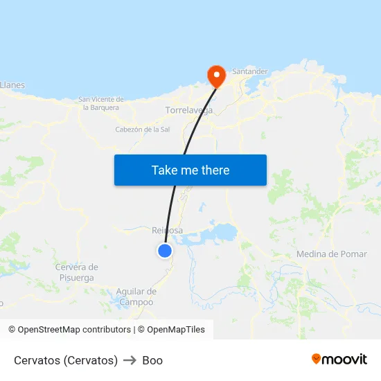 Cervatos (Cervatos) to Boo map