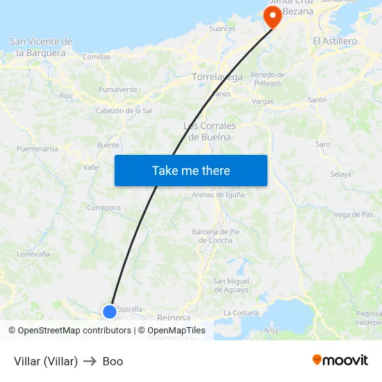 Villar (Villar) to Boo map