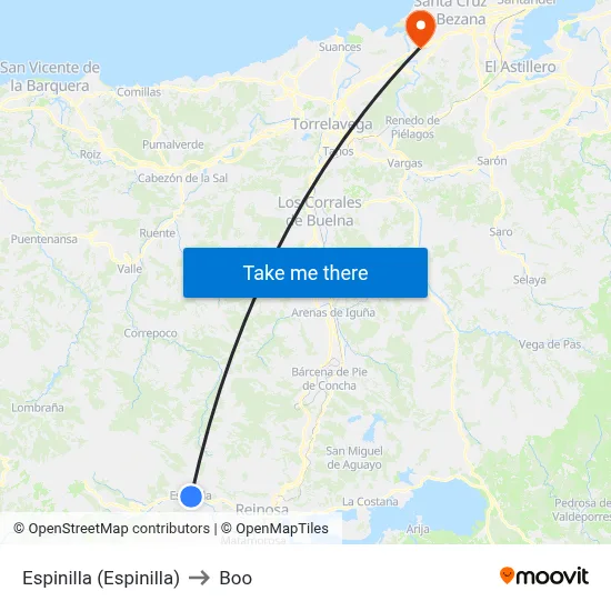 Espinilla (Espinilla) to Boo map