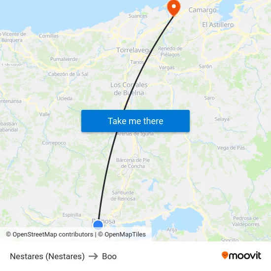 Nestares (Nestares) to Boo map