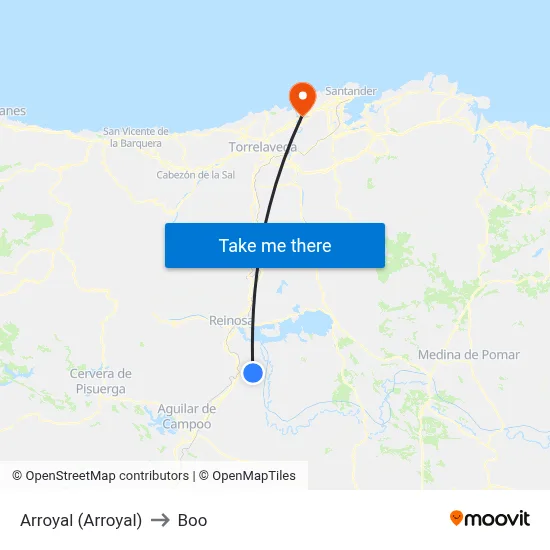 Arroyal (Arroyal) to Boo map