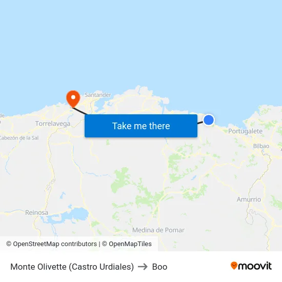 Monte Olivette (Castro Urdiales) to Boo map