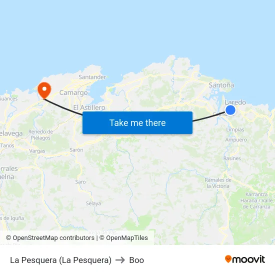 La Pesquera (La Pesquera) to Boo map