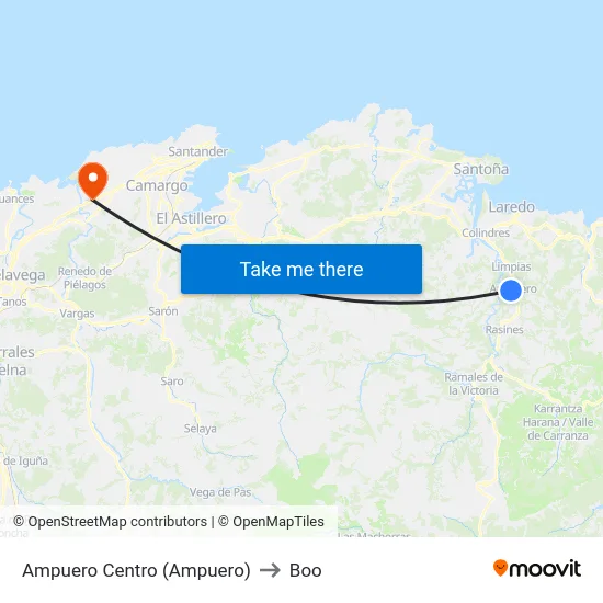 Ampuero Centro (Ampuero) to Boo map