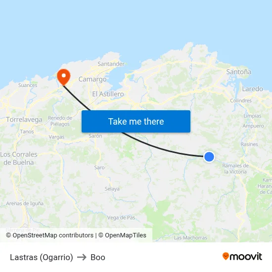 Lastras (Ogarrio) to Boo map