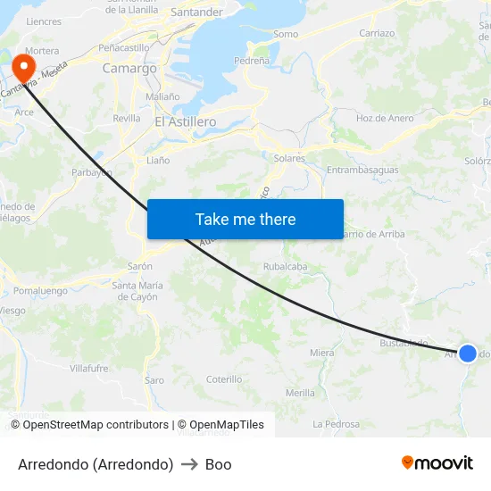Arredondo (Arredondo) to Boo map