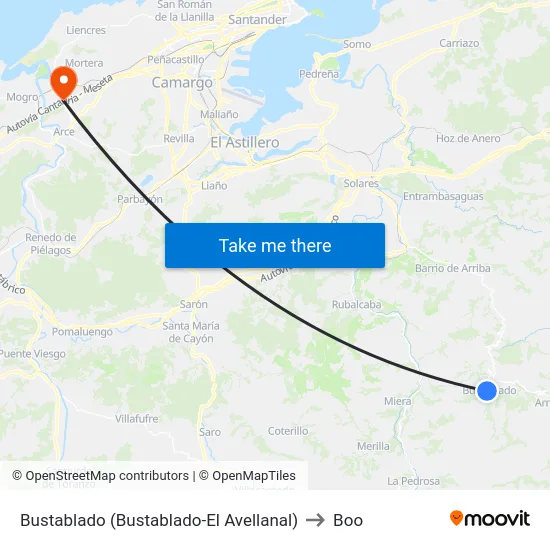 Bustablado (Bustablado-El Avellanal) to Boo map