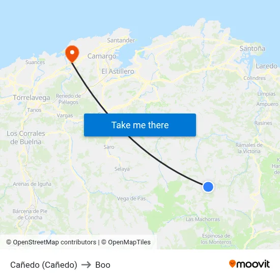 Cañedo (Cañedo) to Boo map