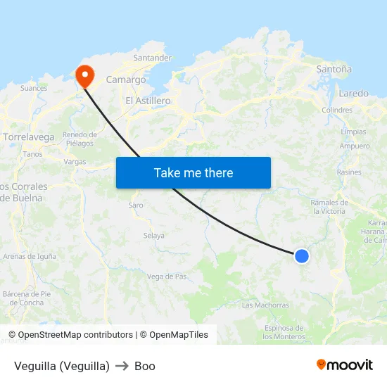 Veguilla (Veguilla) to Boo map