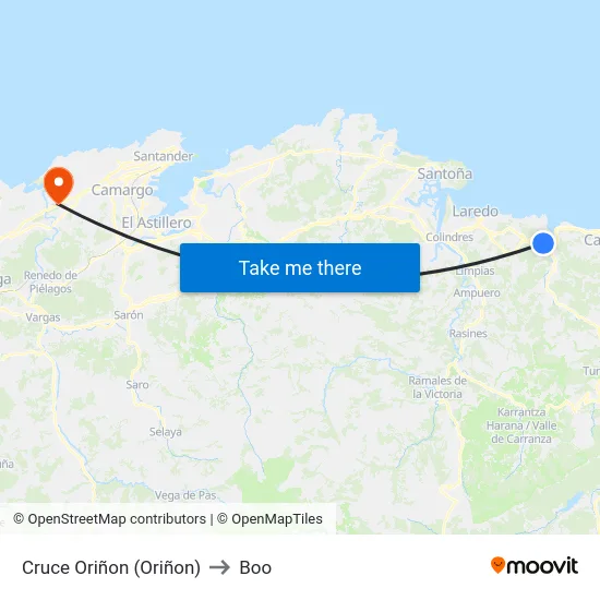 Cruce Oriñon (Oriñon) to Boo map